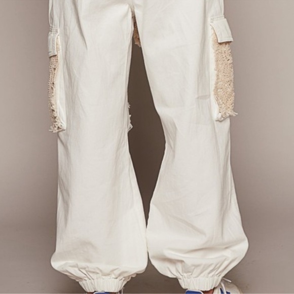 POL Women's Off-White Lace Joggers - Picture 9 of 9